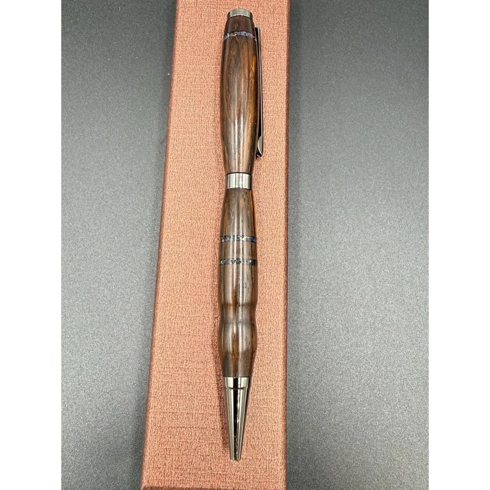 Slimline Pen, Individual Design. Hand-made Twist Pen Cocobolo Wood W/Opal Inlay